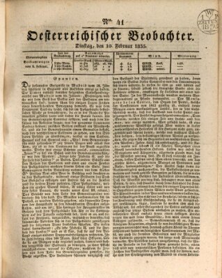 Der Oesterreichische Beobachter Dienstag 10. Februar 1835