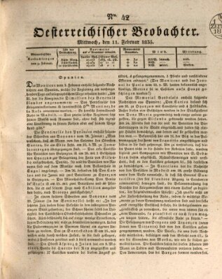 Der Oesterreichische Beobachter Mittwoch 11. Februar 1835