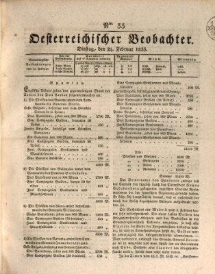 Der Oesterreichische Beobachter Dienstag 24. Februar 1835