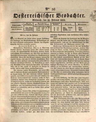 Der Oesterreichische Beobachter Mittwoch 25. Februar 1835