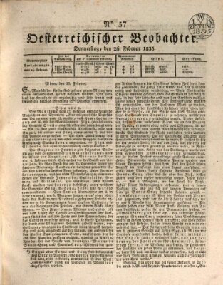 Der Oesterreichische Beobachter Donnerstag 26. Februar 1835