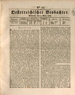 Der Oesterreichische Beobachter Mittwoch 4. März 1835