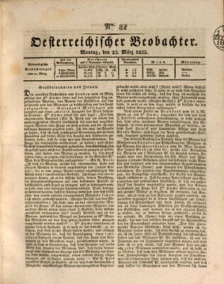 Der Oesterreichische Beobachter Montag 23. März 1835