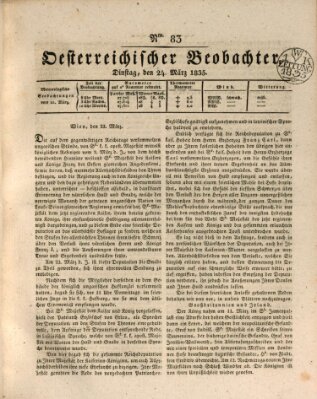 Der Oesterreichische Beobachter Dienstag 24. März 1835