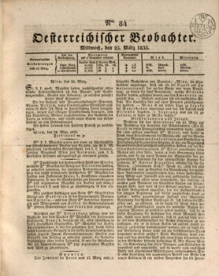 Der Oesterreichische Beobachter Mittwoch 25. März 1835