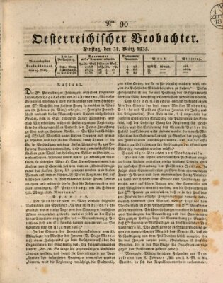 Der Oesterreichische Beobachter Dienstag 31. März 1835