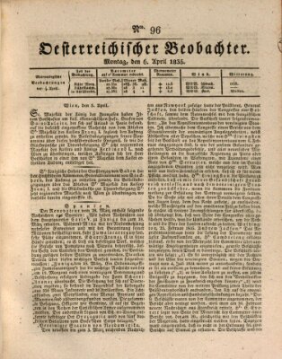 Der Oesterreichische Beobachter Montag 6. April 1835