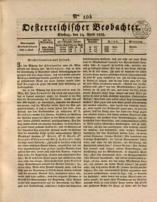 Der Oesterreichische Beobachter Dienstag 14. April 1835