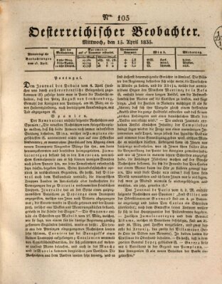 Der Oesterreichische Beobachter Mittwoch 15. April 1835