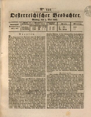 Der Oesterreichische Beobachter Montag 4. Mai 1835