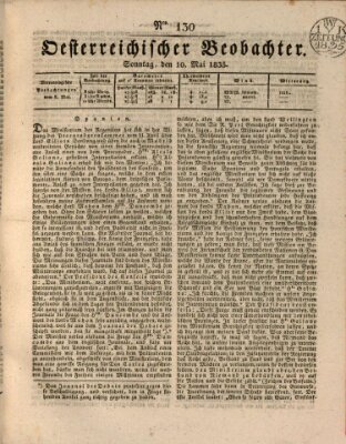 Der Oesterreichische Beobachter Sonntag 10. Mai 1835