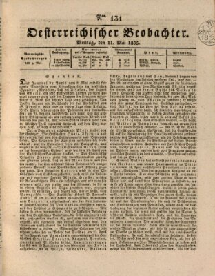 Der Oesterreichische Beobachter Montag 11. Mai 1835