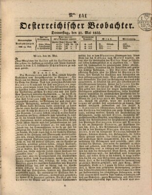 Der Oesterreichische Beobachter Donnerstag 21. Mai 1835