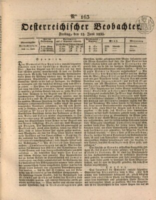 Der Oesterreichische Beobachter Freitag 12. Juni 1835