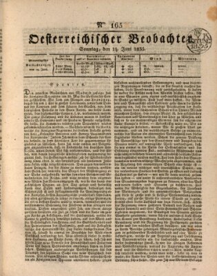 Der Oesterreichische Beobachter Sonntag 14. Juni 1835