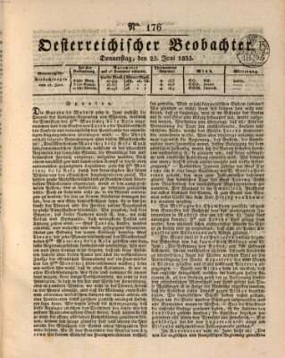 Der Oesterreichische Beobachter Donnerstag 25. Juni 1835