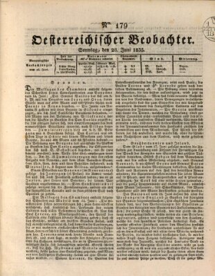 Der Oesterreichische Beobachter Sonntag 28. Juni 1835