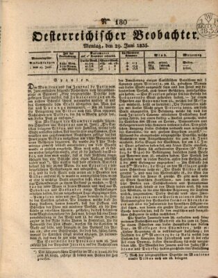 Der Oesterreichische Beobachter Montag 29. Juni 1835