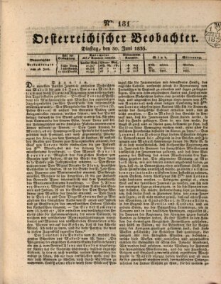 Der Oesterreichische Beobachter Dienstag 30. Juni 1835