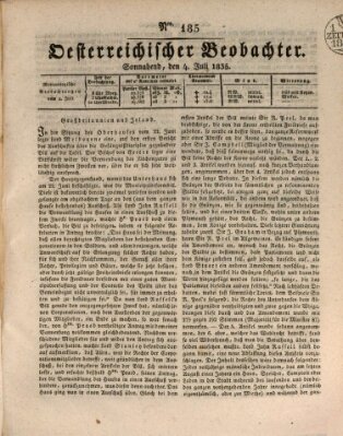 Der Oesterreichische Beobachter Samstag 4. Juli 1835