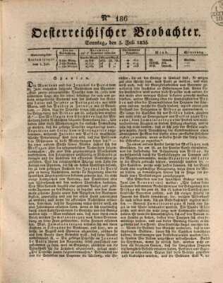 Der Oesterreichische Beobachter Sonntag 5. Juli 1835