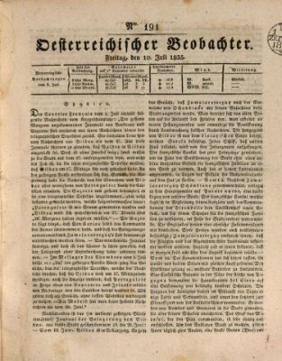 Der Oesterreichische Beobachter Freitag 10. Juli 1835