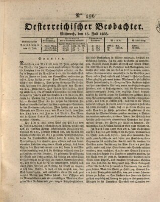 Der Oesterreichische Beobachter Mittwoch 15. Juli 1835