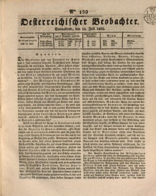 Der Oesterreichische Beobachter Samstag 18. Juli 1835