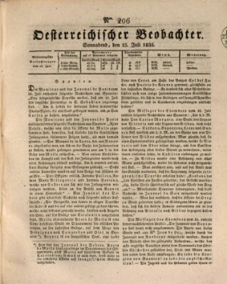 Der Oesterreichische Beobachter Samstag 25. Juli 1835