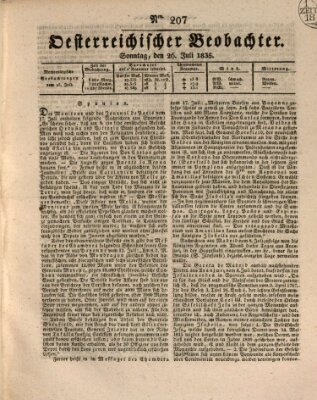 Der Oesterreichische Beobachter Sonntag 26. Juli 1835