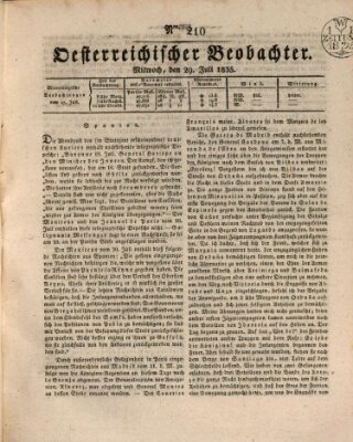 Der Oesterreichische Beobachter Mittwoch 29. Juli 1835