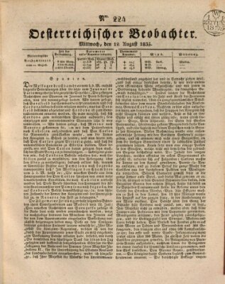 Der Oesterreichische Beobachter Mittwoch 12. August 1835