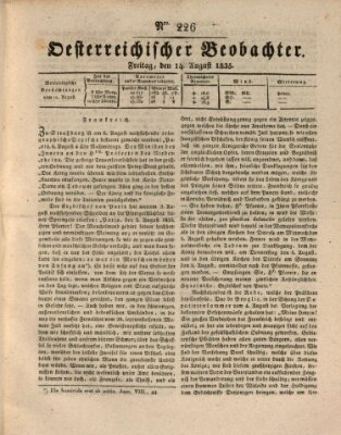 Der Oesterreichische Beobachter Freitag 14. August 1835