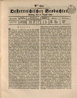 Der Oesterreichische Beobachter Dienstag 18. August 1835