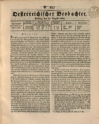 Der Oesterreichische Beobachter Dienstag 25. August 1835