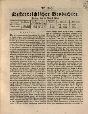 Der Oesterreichische Beobachter Freitag 28. August 1835