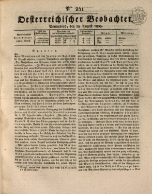 Der Oesterreichische Beobachter Samstag 29. August 1835