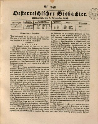 Der Oesterreichische Beobachter Samstag 5. September 1835