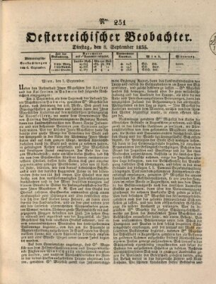 Der Oesterreichische Beobachter Dienstag 8. September 1835