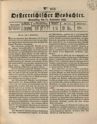 Der Oesterreichische Beobachter Donnerstag 10. September 1835