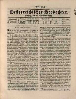 Der Oesterreichische Beobachter Dienstag 15. September 1835