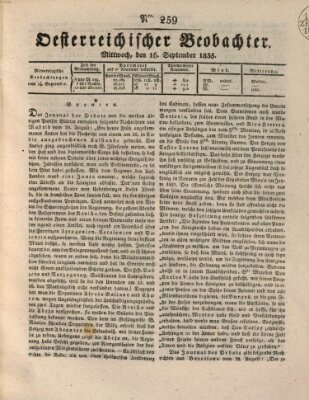 Der Oesterreichische Beobachter Mittwoch 16. September 1835