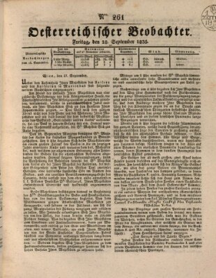 Der Oesterreichische Beobachter Freitag 18. September 1835