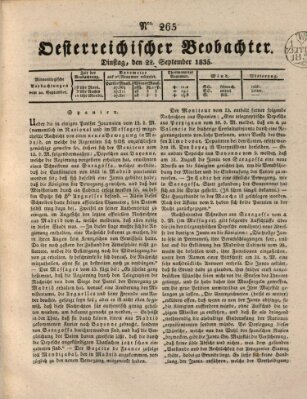 Der Oesterreichische Beobachter Dienstag 22. September 1835