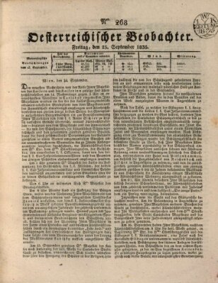 Der Oesterreichische Beobachter Freitag 25. September 1835