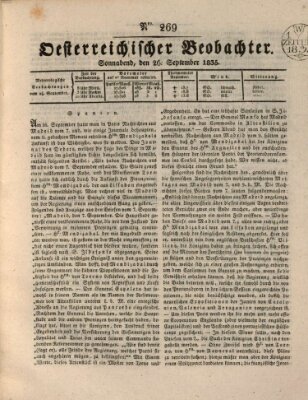 Der Oesterreichische Beobachter Samstag 26. September 1835