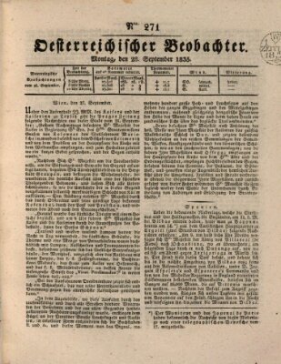 Der Oesterreichische Beobachter Montag 28. September 1835