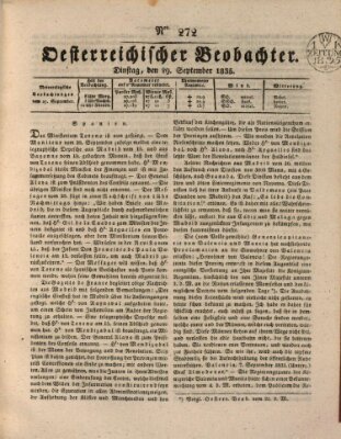 Der Oesterreichische Beobachter Dienstag 29. September 1835