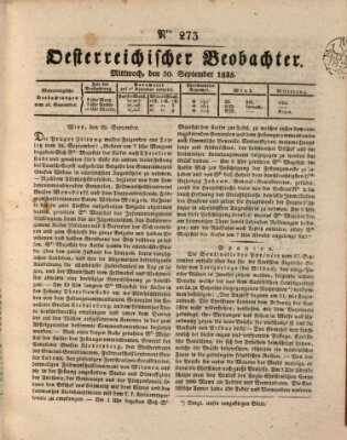 Der Oesterreichische Beobachter Mittwoch 30. September 1835