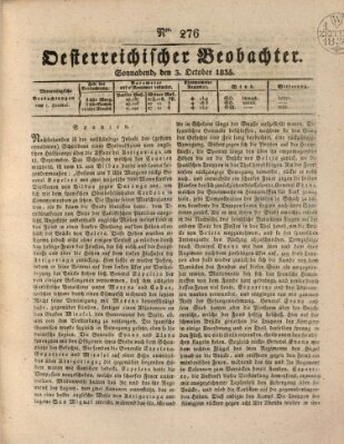 Der Oesterreichische Beobachter Samstag 3. Oktober 1835